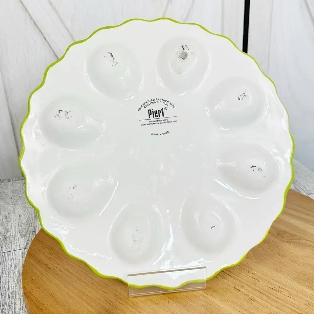 Pier 1 Pastel Deviled Eggs Easter Ceramic Platter Multicolor 11‎ Inch Round
